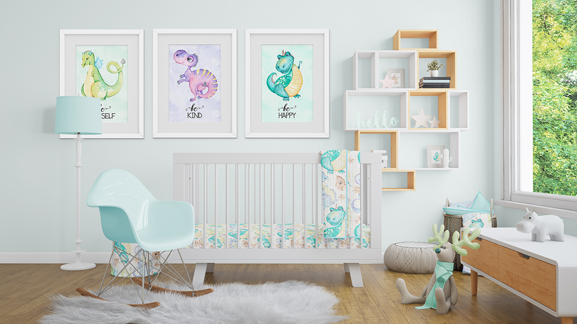 girls dinosaur wall art baby nursery