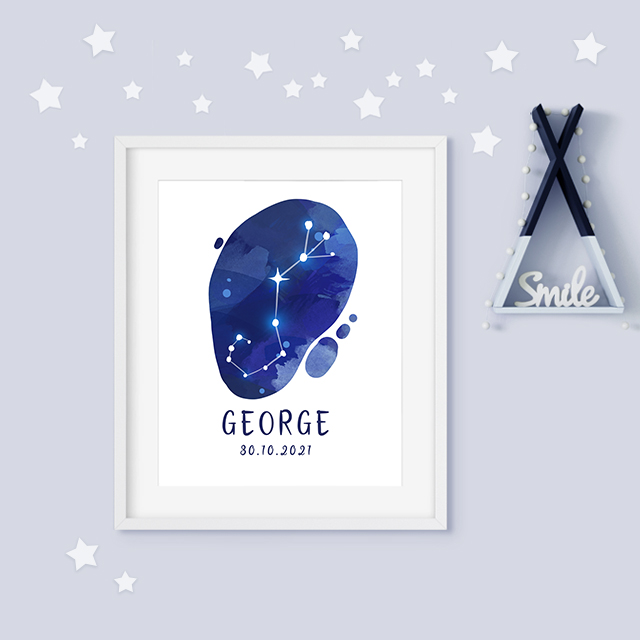 Scorpio zodiac constellation baby birth print